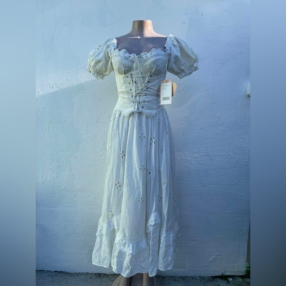 Lacemade Chic White Eyelet Midi Dress - Picture 9 of 14